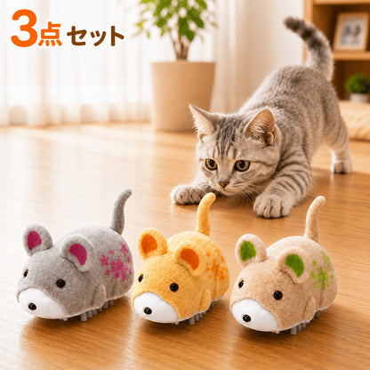 Electric Cat Toys 3-Pack Automatic Moving Hamster Mouse Toys Interactive Chase Toy for Cats Self-Play Indoor Exercise Boredom Relief Mini Cute Pet Toy Gift