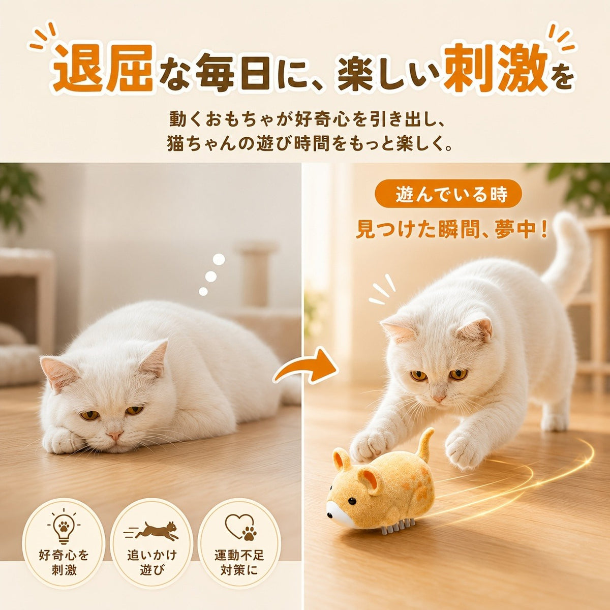 Electric Cat Toys 3-Pack Automatic Moving Hamster Mouse Toys Interactive Chase Toy for Cats Self-Play Indoor Exercise Boredom Relief Mini Cute Pet Toy Gift