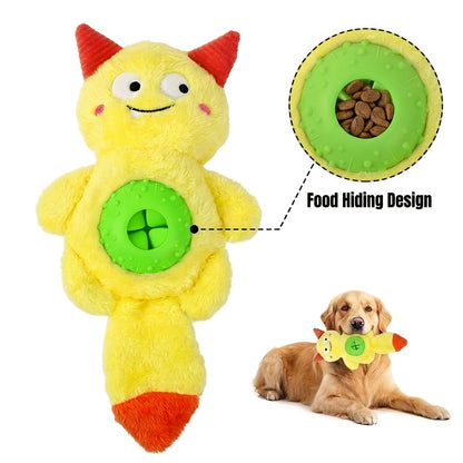 2026 Interactive Monster Plush Dog Chew Toy - Squeaky Crinkle Treat Dispenser & Teething Toy