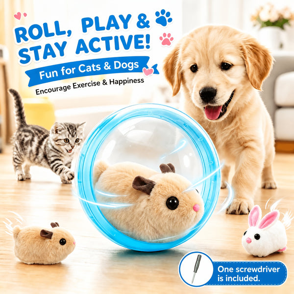 2026 New Self-Rolling Interactive Cat Electric Ball, Realistic Animal Automatic Moving Rolling Cat Ball 360° Rolling Spin Moving Cat Ball Fun Indoor Interactive Pet Ball for Cats Dogs Chasing, Without Battery