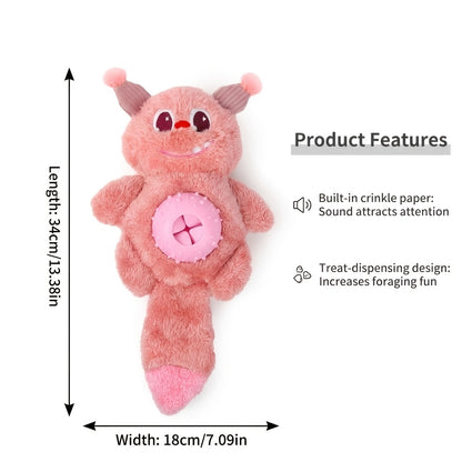 2026 Interactive Monster Plush Dog Chew Toy - Squeaky Crinkle Treat Dispenser & Teething Toy