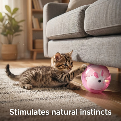 2026 New Self-Rolling Interactive Cat Electric Ball, Realistic Animal Automatic Moving Rolling Cat Ball 360° Rolling Spin Moving Cat Ball Fun Indoor Interactive Pet Ball for Cats Dogs Chasing, Without Battery