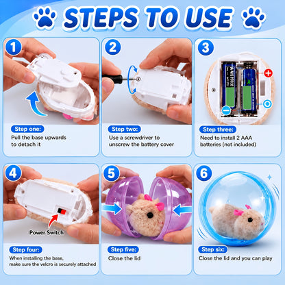 2026 New Self-Rolling Interactive Cat Electric Ball, Realistic Animal Automatic Moving Rolling Cat Ball 360° Rolling Spin Moving Cat Ball Fun Indoor Interactive Pet Ball for Cats Dogs Chasing, Without Battery