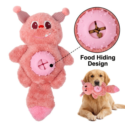 2026 Interactive Monster Plush Dog Chew Toy - Squeaky Crinkle Treat Dispenser & Teething Toy