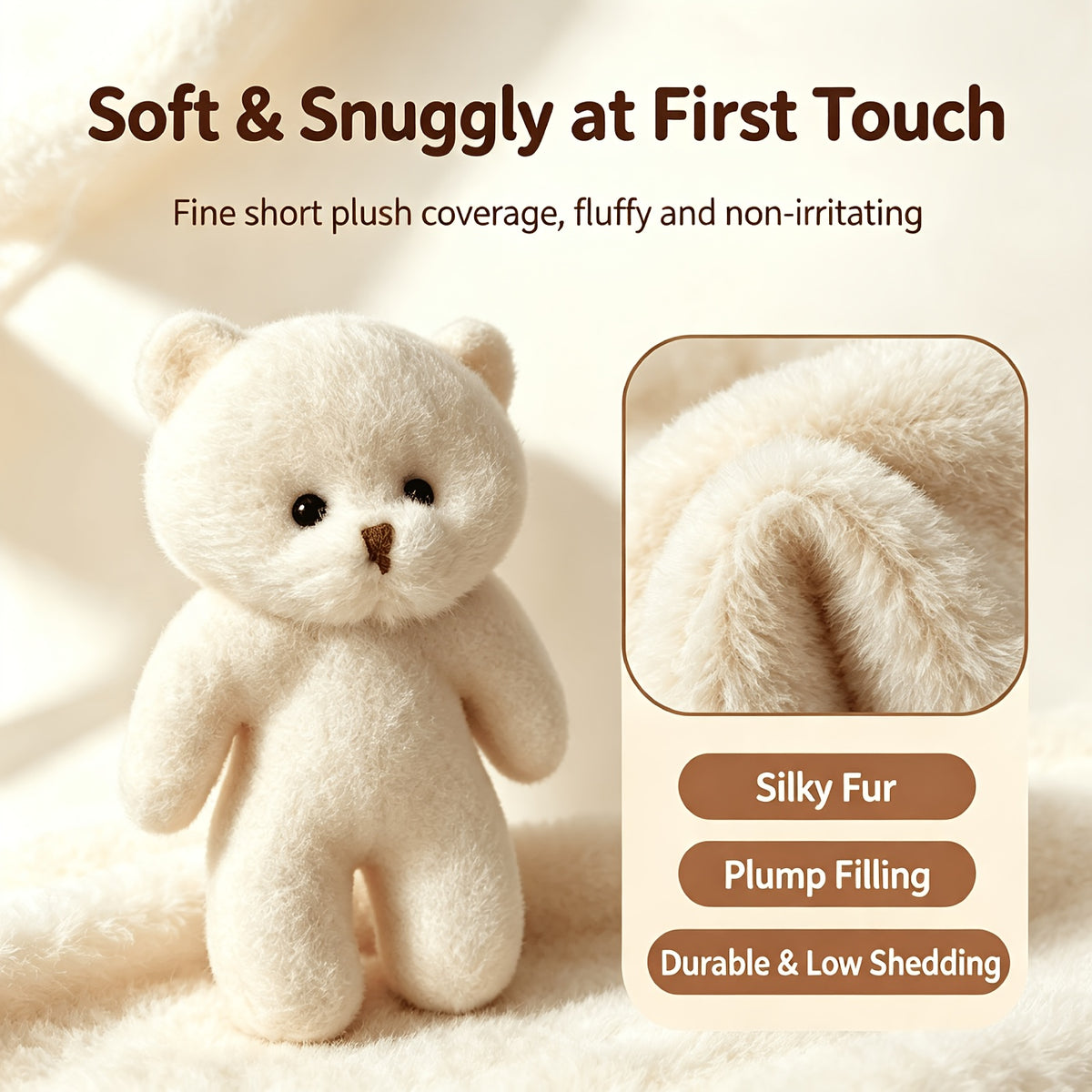 2/4/6pcs Mini Bear Pet Plush Toys, Stress Relief And Fun Dolls for Dogs And Cats, Soft And Durable, Companionship And Entertainment, Home Sofa Interactive Play, Short Plush Safe Fabric, Small Pet Comfort And Gifts