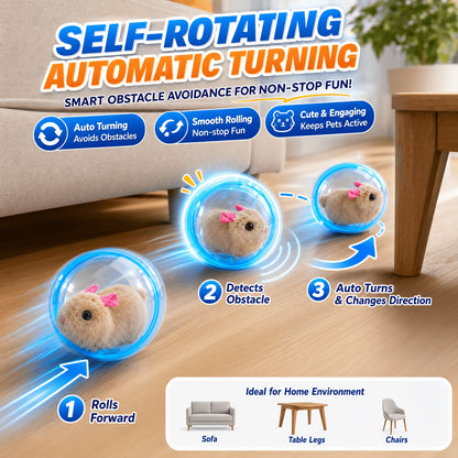 2026 New Self-Rolling Interactive Cat Electric Ball, Realistic Animal Automatic Moving Rolling Cat Ball 360° Rolling Spin Moving Cat Ball Fun Indoor Interactive Pet Ball for Cats Dogs Chasing, Without Battery