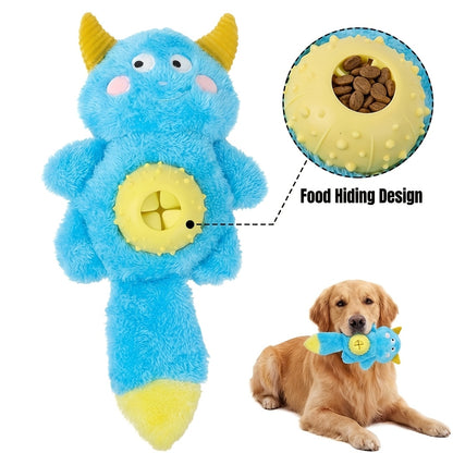 2026 Interactive Monster Plush Dog Chew Toy - Squeaky Crinkle Treat Dispenser & Teething Toy