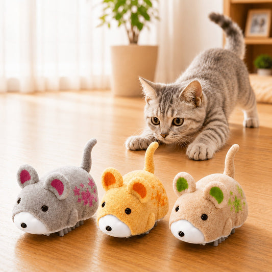 Electric Cat Toys 3-Pack Automatic Moving Hamster Mouse Toys Interactive Chase Toy for Cats Self-Play Indoor Exercise Boredom Relief Mini Cute Pet Toy Gift